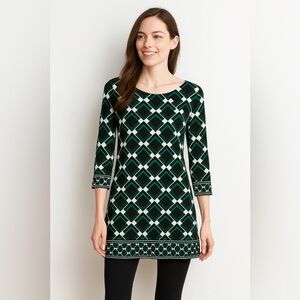 White House Black Market Green Geometric Tunic S